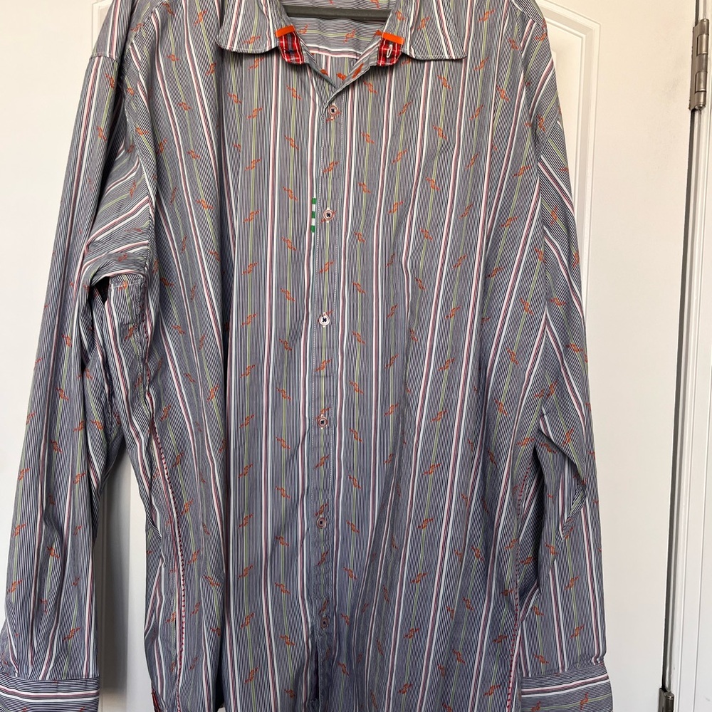 Robert Graham Freshly Laundered‎ Collection Striped Button-Up Shirt Size 4XLT